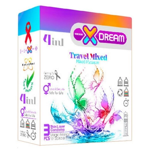 کاندوم لذت های گوناگون ایکس دریم بسته 3 عددی