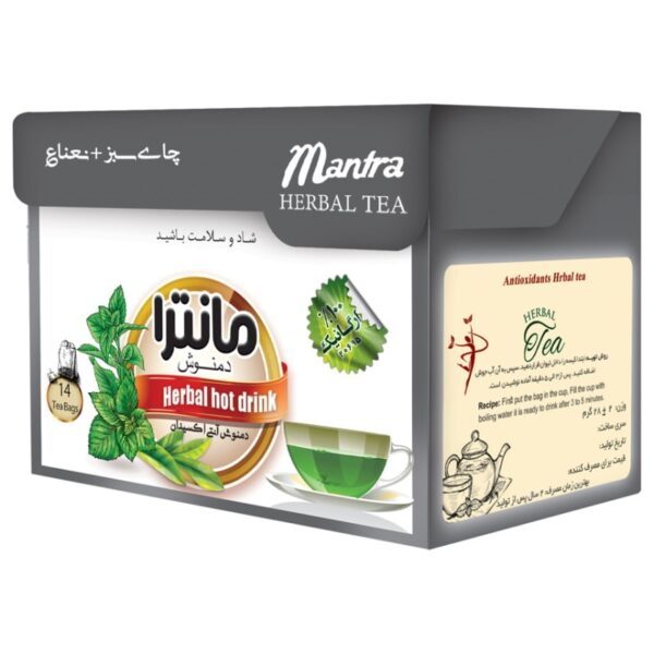 دمنوش چای سبز و نعناع مانترا بسته 14 عددی